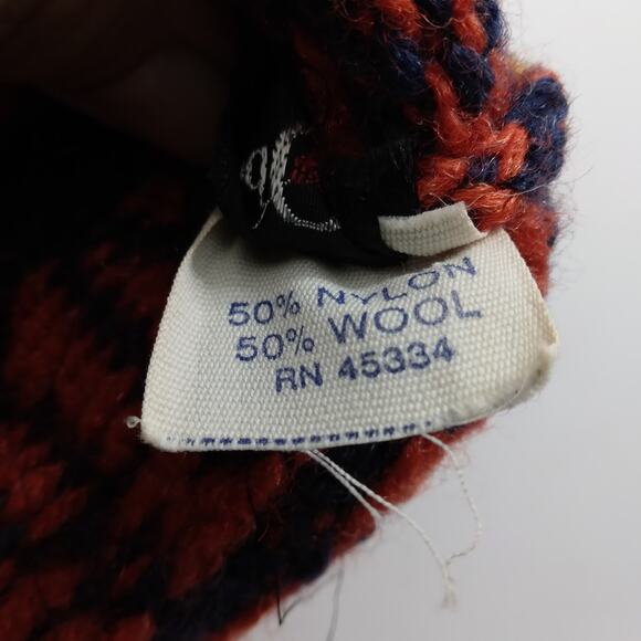 Obermeyer USA wool knit ski beanie orange and blue - Picture 5 of 7